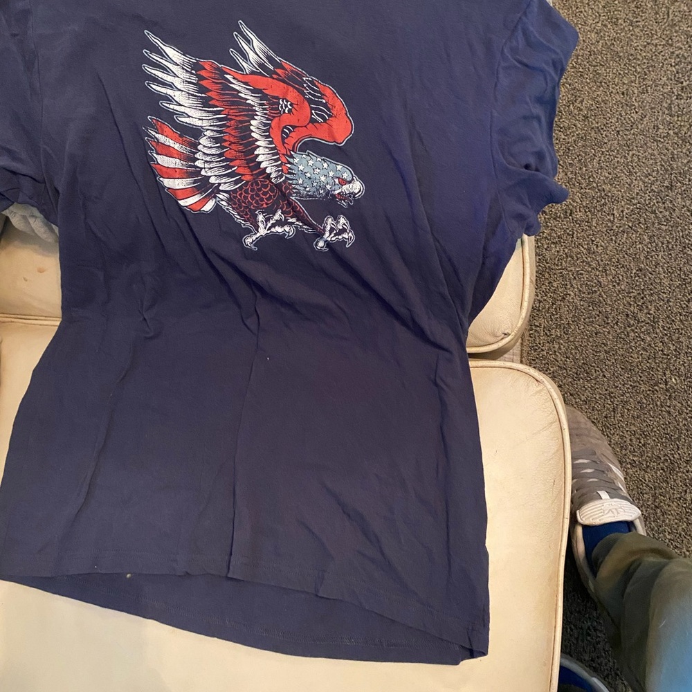 Navy Blue Graphic Tee with Eagle Design